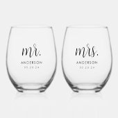 新モダンシンプル婚ギフト夫妻 ステムなしワイングラス (正面)