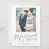 新モダンメリー結婚した婚ギンガム写真 シーズンカード (正面)