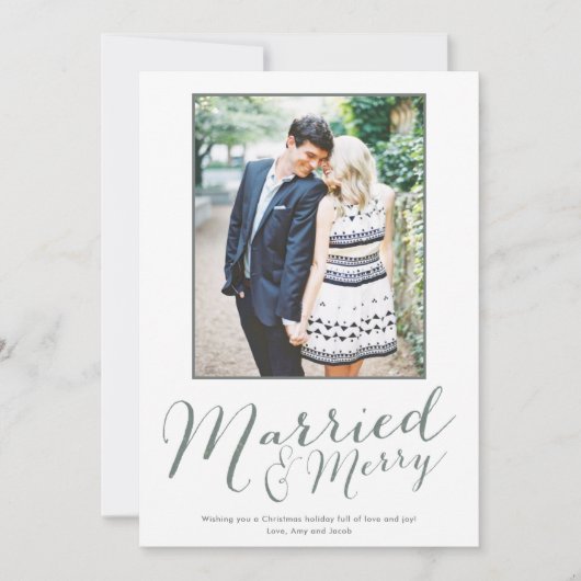 新モダンメリー結婚した婚ギンガム写真 シーズンカード (正面)