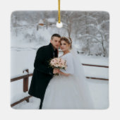 新モダン婚と結婚したメリークリスマス2写真 セラミックオーナメント (裏面)