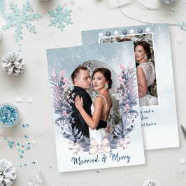 新モダン婚と結婚したメリー・クリスマスの写真 シーズンカード