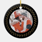 新モダン婚の写真結婚したとメリー セラミックオーナメント (裏面)