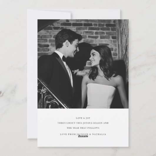 新モダン婚クリスマスプレイ写真 シーズンカード (裏面)