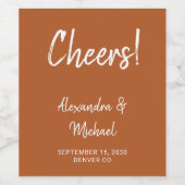 新モダン婚テラコッタの結婚応援 ワインラベル (シングルラベル)