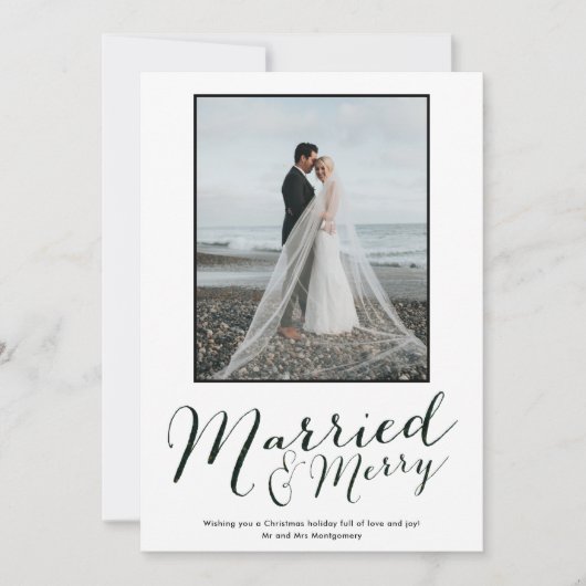 新モダン婚フォトコラージホリデーカード シーズンカード (正面)