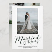 新モダン婚フォトコラージホリデーカード シーズンカード (正面/裏面)