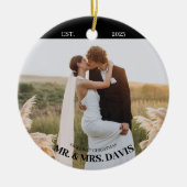 新モダン婚2枚の写真初めてのクリスマス セラミックオーナメント (正面)