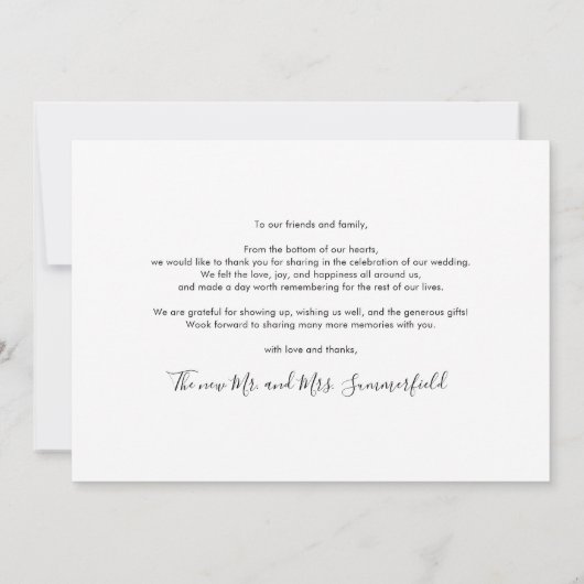 新モダン婚3写真結婚ありがとう サンキューカード (裏面)