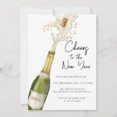 新モダン年パーティーへのシャンパン応援 招待状 (正面)
