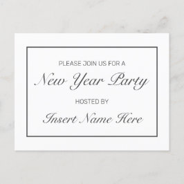 新モダン年ミニマルパーティの招待状はがき 案内ポストカード