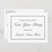 新モダン年ミニマルパーティの招待状はがき 案内ポストカード (正面/裏面)