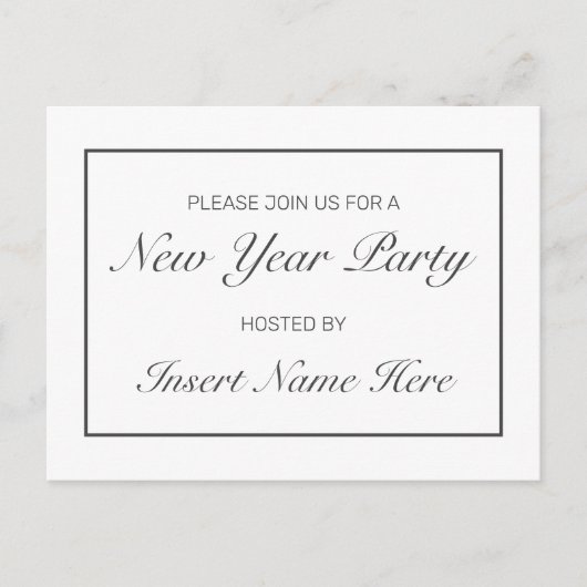 新モダン年ミニマルパーティの招待状はがき 案内ポストカード (正面)