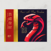 新モダン年中国のスネーク2025文字HPostC シーズンポストカード (正面)