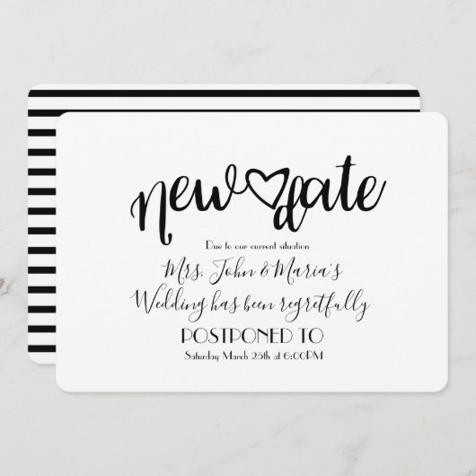 新モダン期延期取消結婚日 招待状 (正面/裏面)