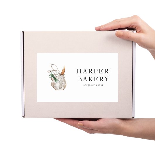 新モダン生ベーカリープロフェッショナルロゴビジネス 長方形シール