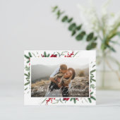 新モダン結婚したしメリーい写真のクリスマス シーズンポストカード (スタンド正面)