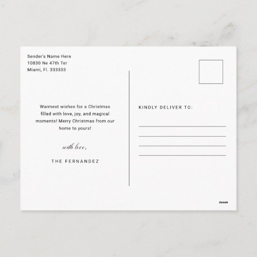 新モダン結婚したしメリーい写真のクリスマス シーズンポストカード (裏面)