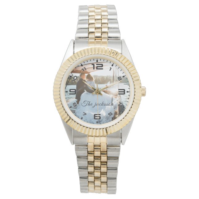 新モダン結婚エレガントの写真結婚記念日 腕時計 (正面)