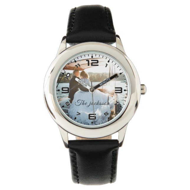 新モダン結婚エレガントの写真結婚記念日 腕時計 (正面)