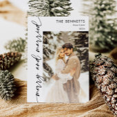 新モダン規メリー写真結婚した シーズンカード