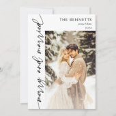 新モダン規メリー写真結婚した シーズンカード (正面)