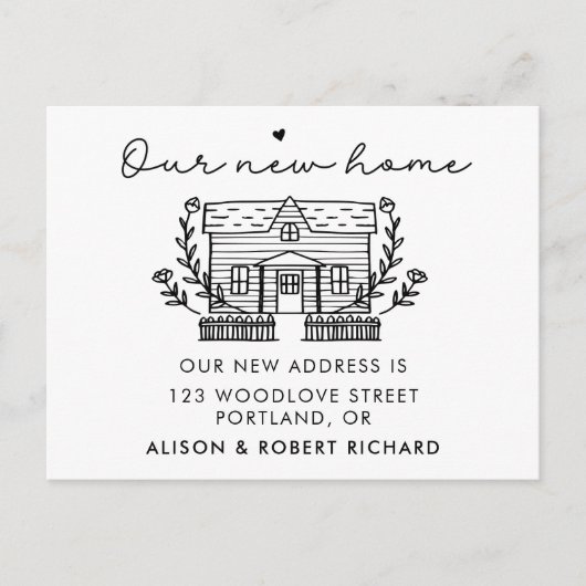 新ユニークしいホームの新住所の動きのお知らせ ポストカード (正面)