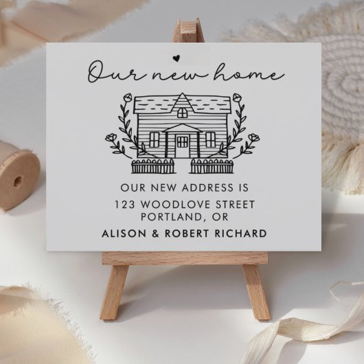 新ユニークしいホームの新住所の動きのお知らせ ポストカード