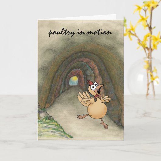 新ユーモアのある生家に移る鶏 カード (黄色い花)