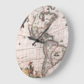 新世界のビッシャー地図 ラージ壁時計 (傾斜)