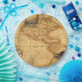 新世界への冒険(ヴィンテージ・アメリカ地図) ペーパープレート (パーティー)