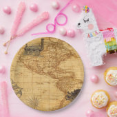 新世界への冒険(ヴィンテージ・アメリカ地図) ペーパープレート (パーティー)