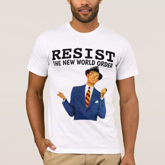 新世界秩序の男子レトロTシャツに抵抗する Tシャツ (正面)