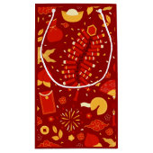 新中国の年お祝いパーティー赤金ゴールド スモールペーパーバッグ (裏面)