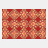 新中国の年パタ伝統的ーンW3PS ラッピングペーパーシート (正面3)