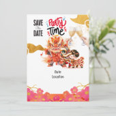 新中国の年パーティーの保存日 招待状 (スタンド正面)