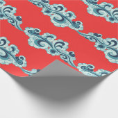 新中国の月の年の雲イラストレーション赤 ラッピングペーパー (角)