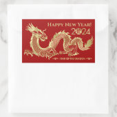 新中国の辰年2024 長方形シール (バッグ)