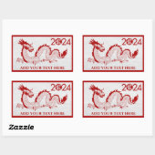 新中国の辰年2024 長方形シール (シート)