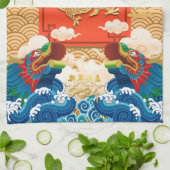 新中国の辰年2024 FuイデオグラムKT キッチンタオル (折り畳み)