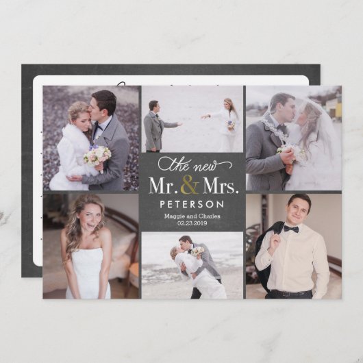 新人のミスターとミ結婚セスの写真サンキューカードチョーク サンキューカード (正面/裏面)