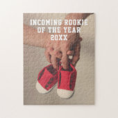 新人の写真妊娠のお知らせ ジグソーパズル (縦)