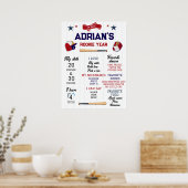 新人の年の統計1stバースデーマイルストーンベースボール ポスター (キッチン)