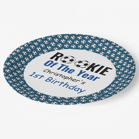 新人サッカー1歳の誕生日 ペーパープレート (アングル)