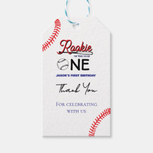 新人ベースボールキッドの最初の誕生日カード ギフトタグ