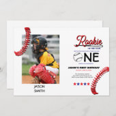 新人ベースボールキッドの最初の誕生日カード シーズンカード (正面/裏面)
