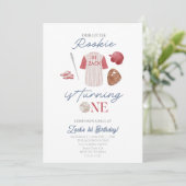 新人ベースボールユニフォーム少年1歳の誕生日 招待状 (スタンド正面)