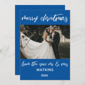 新人写真のメリークリスマス、ブルー シーズンカード (正面/裏面)