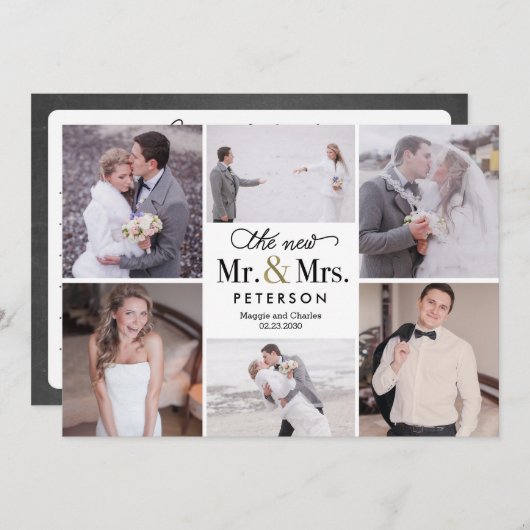 新人夫妻の写真結婚サンキューカード サンキューカード (正面/裏面)