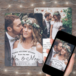 新人夫妻の願い – 2枚の写真結婚クリスマス シーズンカード