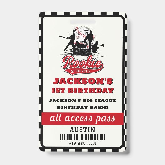 新人王の野球誕生日パーティー バッジ (表面)